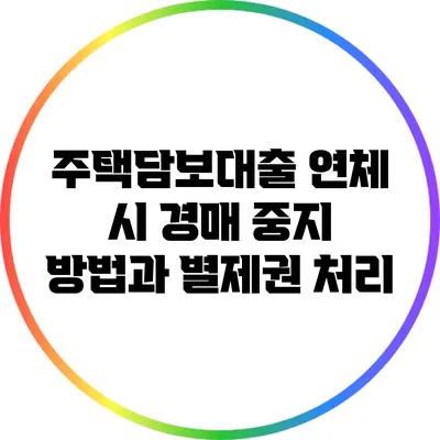 주택담보대출 연체 시 경매 중지 방법과 별제권 처리