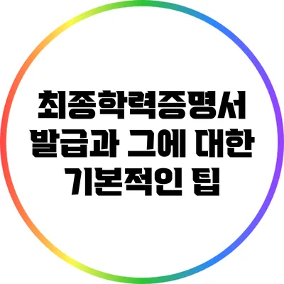 최종학력증명서 발급과 그에 대한 기본적인 팁