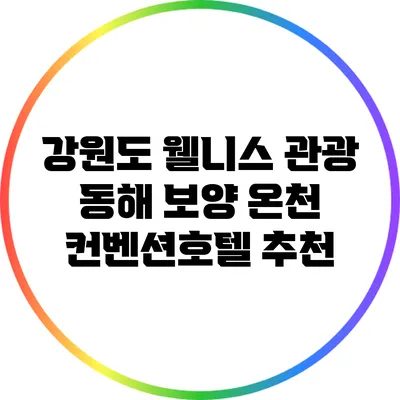 강원도 웰니스 관광: 동해 보양 온천 컨벤션호텔 추천