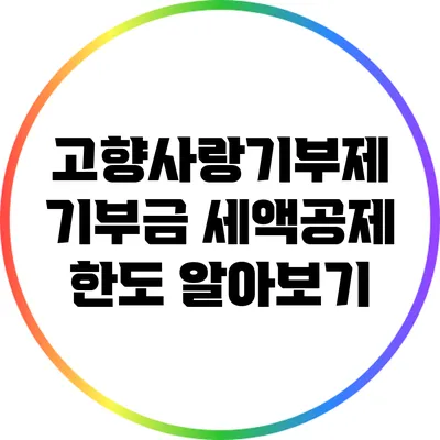 고향사랑기부제 기부금 세액공제 한도 알아보기
