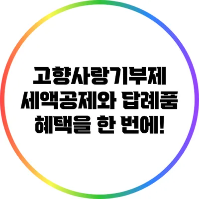고향사랑기부제: 세액공제와 답례품 혜택을 한 번에!