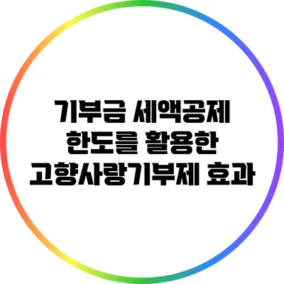 기부금 세액공제 한도를 활용한 고향사랑기부제 효과