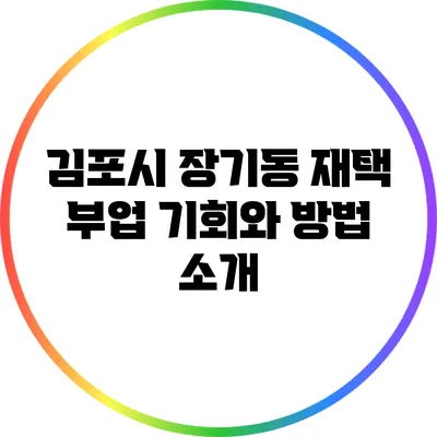 김포시 장기동 재택 부업: 기회와 방법 소개