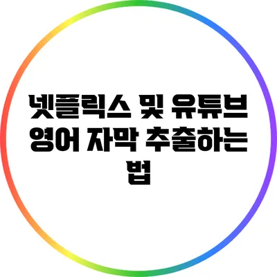 넷플릭스 및 유튜브 영어 자막 추출하는 법