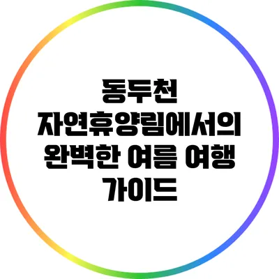 동두천 자연휴양림에서의 완벽한 여름 여행 가이드