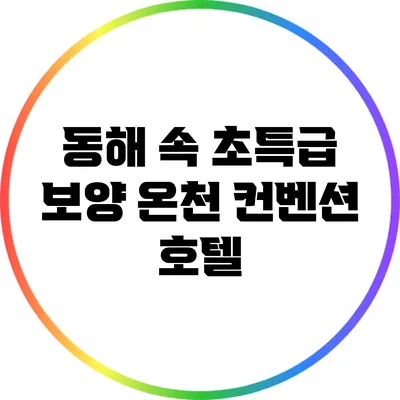 동해 속 초특급 보양 온천 컨벤션 호텔