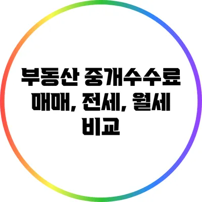 부동산 중개수수료: 매매, 전세, 월세 비교