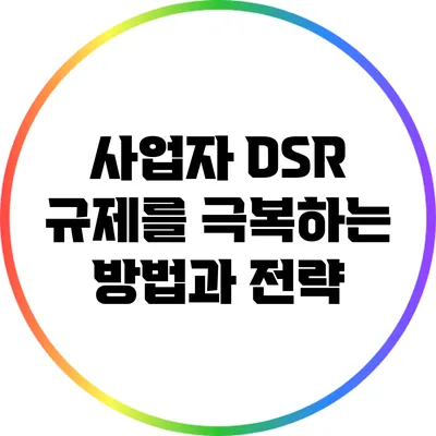 사업자 DSR 규제를 극복하는 방법과 전략