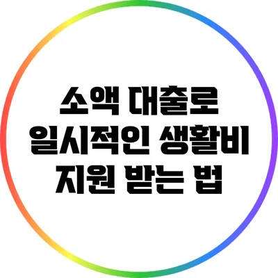 소액 대출로 일시적인 생활비 지원 받는 법