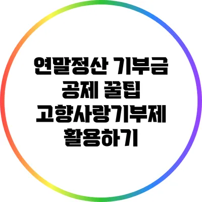 연말정산 기부금 공제 꿀팁: 고향사랑기부제 활용하기