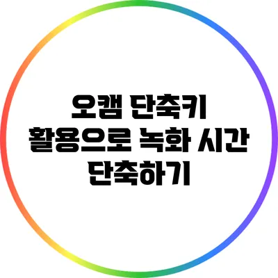 오캠 단축키 활용으로 녹화 시간 단축하기