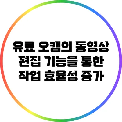 유료 오캠의 동영상 편집 기능을 통한 작업 효율성 증가