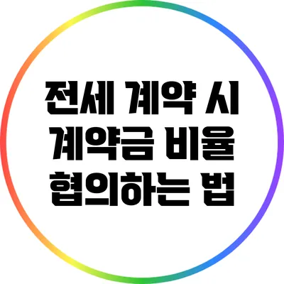 전세 계약 시 계약금 비율 협의하는 법