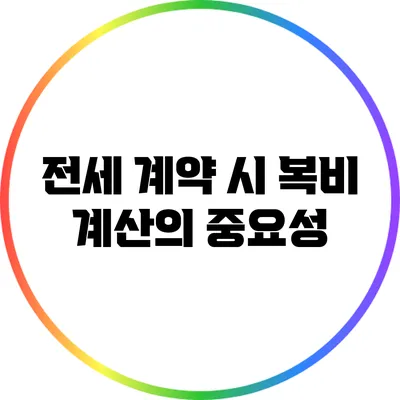 전세 계약 시 복비 계산의 중요성