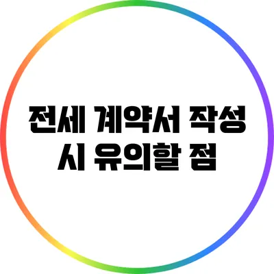 전세 계약서 작성 시 유의할 점