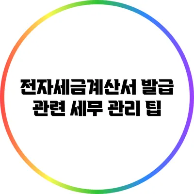 전자세금계산서 발급 관련 세무 관리 팁