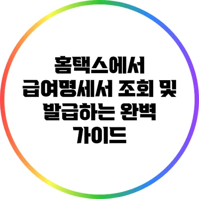 홈택스에서 급여명세서 조회 및 발급하는 완벽 가이드