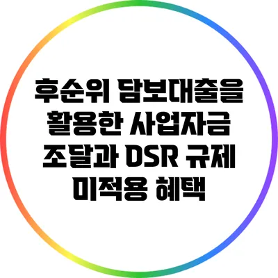 후순위 담보대출을 활용한 사업자금 조달과 DSR 규제 미적용 혜택