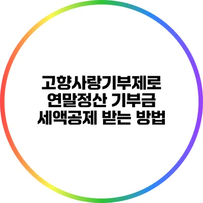 고향사랑기부제로 연말정산 기부금 세액공제 받는 방법