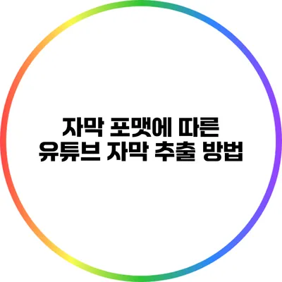 자막 포맷에 따른 유튜브 자막 추출 방법