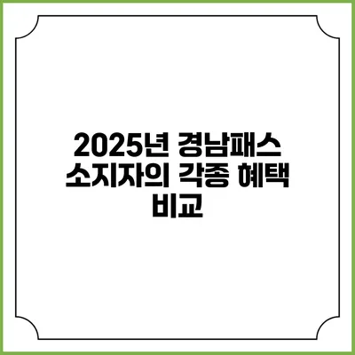 2025년 경남패스 소지자의 각종 혜택 비교