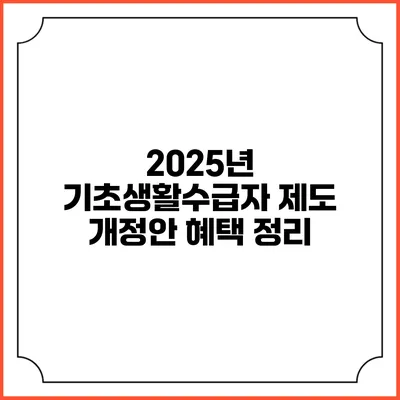 2025년 기초생활수급자 제도 개정안 혜택 정리