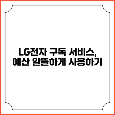 LG전자 구독 서비스, 예산 알뜰하게 사용하기