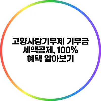 고향사랑기부제 기부금 세액공제, 100% 혜택 알아보기