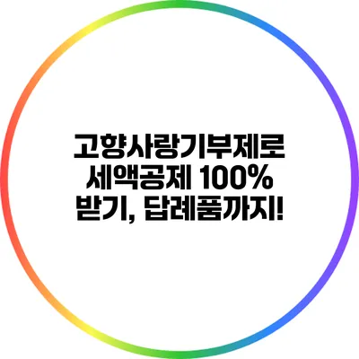 고향사랑기부제로 세액공제 100% 받기, 답례품까지!