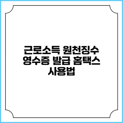 근로소득 원천징수 영수증 발급 홈택스 사용법