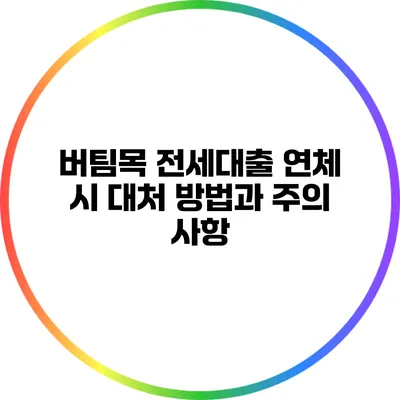버팀목 전세대출 연체 시 대처 방법과 주의 사항