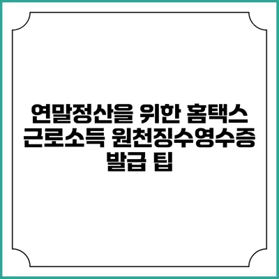 연말정산을 위한 홈택스 근로소득 원천징수영수증 발급 팁