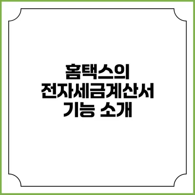 홈택스의 전자세금계산서 기능 소개