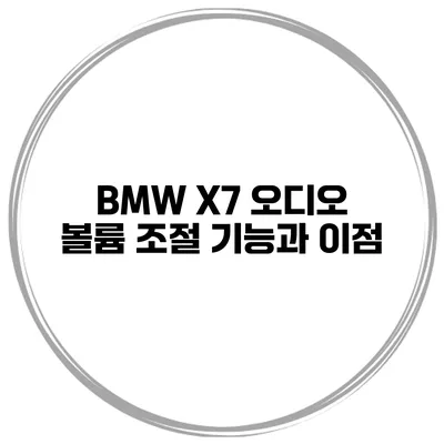 BMW X7 오디오 볼륨 조절 기능과 이점
