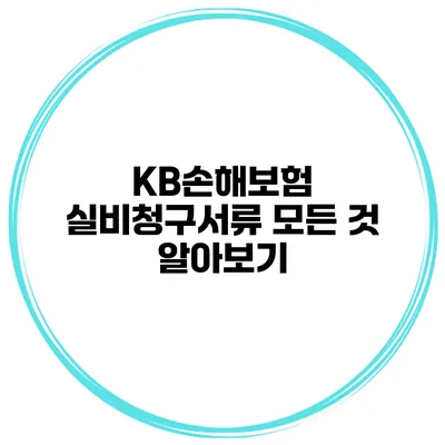 KB손해보험 실비청구서류 모든 것 알아보기