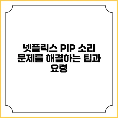 넷플릭스 PIP 소리 문제를 해결하는 팁과 요령