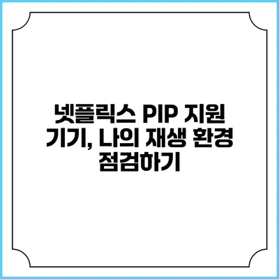 넷플릭스 PIP 지원 기기, 나의 재생 환경 점검하기