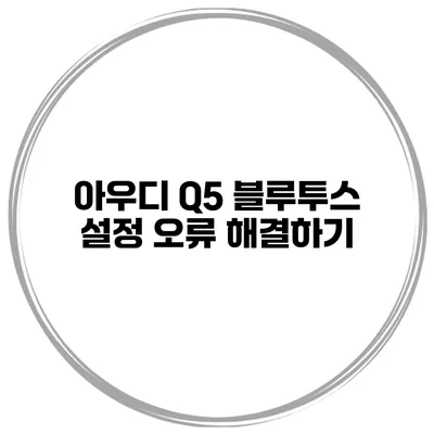 아우디 Q5 블루투스 설정 오류 해결하기