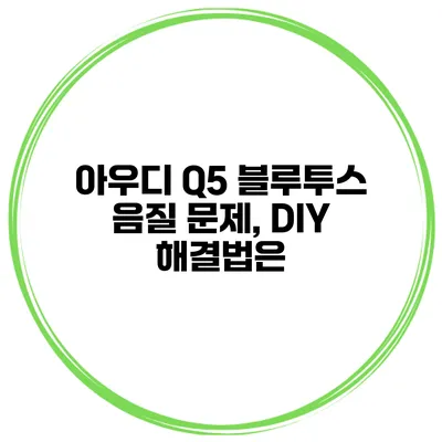 아우디 Q5 블루투스 음질 문제, DIY 해결법은?