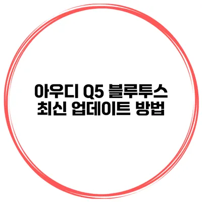아우디 Q5 블루투스 최신 업데이트 방법