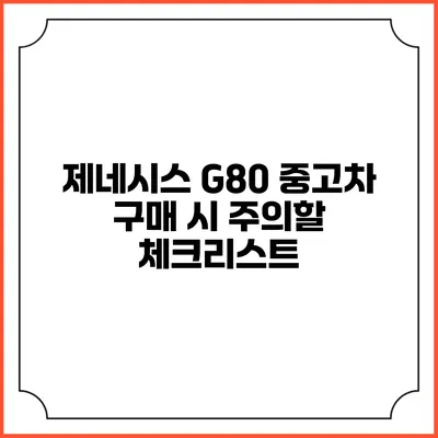 제네시스 G80 중고차 구매 시 주의할 체크리스트